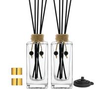 INFTYLE Glass Reed Diffuser Bottles Set of 2, 5oz/155ml Clear Empty Essential Oil Diffuser, DIY Decorative Bottle Set, Reusable Apothecary Perfume Jar Gift