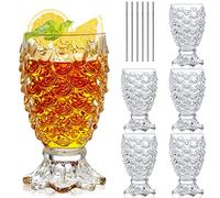 INFTYLE Set of 6 Pineapple Cocktail Glasses Vintage Glassware Whiskey Glasses Classic Wine Drinking Glasses Mixed Drinkware Sets Gift for Men Women(8oz)