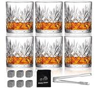 INFTYLE Whiskey Glasses 10oz Old Fashioned Set of 6 Crystal Bourbon Scotch Whisky Glasses Lowball Glassware Drinking Tumblers Cups for Cognac Cocktail Bourbon Rum Brandy Bar Men Gift