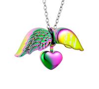 InfuMemo Angel Wing Heart Cremation Jewelry for Ashes Pendant Urn Necklace with Mini Keepsake Urn Memorial Ashes Jewelry for Women Men