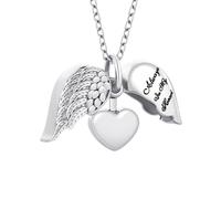 InfuMemo Angel Wing Heart Cremation Jewelry for Ashes Pendant Urn Necklace with Mini Keepsake Urn Memorial Ashes Jewelry for Women Men