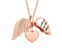 InfuMemo Angel Wing Heart Cremation Jewelry for Ashes Pendant Urn Necklace with Mini Keepsake Urn Memorial Ashes Jewelry for Women Men