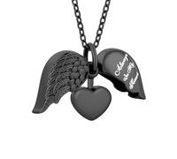 InfuMemo Angel Wing Heart Cremation Jewelry for Ashes Pendant Urn Necklace with Mini Keepsake Urn Memorial Ashes Jewelry for Women Men