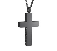 InfuMemo Cremation Cross Necklace for Ashes Stainless Steel Cross Urn Pendant with Mini Keepsake Ashes Holder Memorial Jewelry - With Me Always