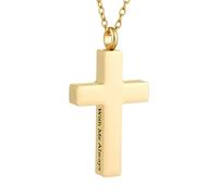 InfuMemo Cremation Cross Necklace for Ashes Stainless Steel Cross Urn Pendant with Mini Keepsake Ashes Holder Memorial Jewelry - With Me Always