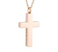 InfuMemo Cremation Cross Necklace for Ashes Stainless Steel Cross Urn Pendant with Mini Keepsake Ashes Holder Memorial Jewelry - With Me Always