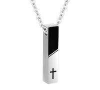 InfuMemo Cremation Jewelry Bar Urn Necklace for Ashes Cross Pattern Cube Ash Pendant with Mini Keepsake Urn Memorial Ashes Jewelry for Women Men - With Me Always