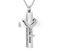 InfuMemo Cremation Jewelry for Ashes Pendant - Cross Urn Necklace with Mini Keepsake Urn Memorial Ashes Jewelry - With Me Always
