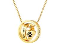 InfuMemo Cremation Jewelry for Ashes Pendant Dog/Cat Funeral Keepsake Urn Necklace Paw Print Memorial Necklace Forever in My Heart,No Longer by My Side Pet