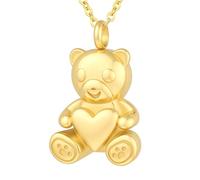 InfuMemo Cremation Jewelry for Ashes Pendant Teddy Bear Heart Urn Necklace for Men Women with Mini Keepsake Urn Memorial Ashes Loved One Memorial Jewelry
