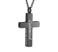 InfuMemo Customize Cremation Jewelry - Cross Necklace for Ashes Stainless Steel Cross Urn Pendant Ashes Memorial Jewelry - With Me Always
