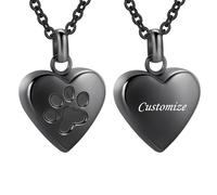 InfuMemo Customize Cremation Jewelry - Pet Heart Cremation Jewelry For Ashes For Dog/Cat Paw Urn Necklace Paw Print Pet Heart Urn Necklace Personalized Necklaces Engraved Names