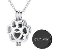 InfuMemo Customize Cremation Jewelry - Pet Urn Necklace For Dog/Cat Paw Urn Ashes Necklace for Women Men Mini Circle Vial Cremation Ash Pendant Personalized Necklaces Engraved Names Jewelry