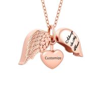 InfuMemo Customize Urn Necklace - Angel Wing Heart Cremation Jewelry for Ashes Pendant - Always In My Heart - For Women Men Personalized Necklaces Engraved Names