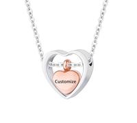 InfuMemo Customize Urn Necklace - Double Heart Cremation Jewelry for Ashes Pendant with Mini Keepsake Personalized Necklaces Engraved Names