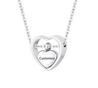 InfuMemo Customize Urn Necklace - Double Heart Cremation Jewelry for Ashes Pendant with Mini Keepsake Personalized Necklaces Engraved Names
