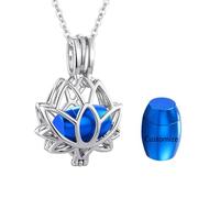 InfuMemo Customize Urn Necklace - Lotus Cremation Jewelry for Ashes with Mini Keepsake Loved One Urn Memorial Ash Jewelry For Women Men Personalized Necklaces Engraved Names