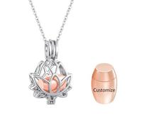 InfuMemo Customize Urn Necklace - Lotus Cremation Jewelry for Ashes with Mini Keepsake Loved One Urn Memorial Ash Jewelry For Women Men Personalized Necklaces Engraved Names