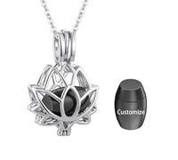 InfuMemo Customize Urn Necklace - Lotus Cremation Jewelry for Ashes with Mini Keepsake Loved One Urn Memorial Ash Jewelry For Women Men Personalized Necklaces Engraved Names