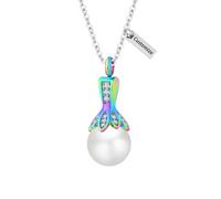 InfuMemo Customize Urn Necklace - Pearl Cremation Jewelry for Ashes Pendant for Women Men Personalized Necklaces Engraved Names