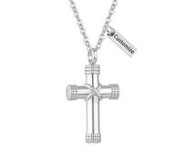 InfuMemo Customize Urn Necklace - Rope Winding Cross for Ashes Cremation Jewelry Pendant For Women Men Personalized Necklaces Engraved Names