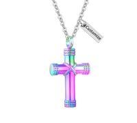 InfuMemo Customize Urn Necklace - Rope Winding Cross for Ashes Cremation Jewelry Pendant For Women Men Personalized Necklaces Engraved Names