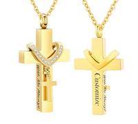 InfuMemo Customize Urn Necklaces For Ashes - Cremation Jewelry for Ashes Pendant - Cross Urn Necklace Urn Memorial Ashes Jewelry With Me Always Personalized Necklaces Engraved Names