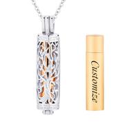 InfuMemo Customize Urn Necklaces For Ashes - Cremation Jewelry for Ashes Pendant Cylinder Tree of Life Urn Necklace for Women Men Personalized Necklaces Engraved Names Jewelry