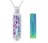 InfuMemo Customize Urn Necklaces For Ashes - Cremation Jewelry for Ashes Pendant Cylinder Tree of Life Urn Necklace for Women Men Personalized Necklaces Engraved Names Jewelry