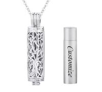 InfuMemo Customize Urn Necklaces For Ashes - Cremation Jewelry for Ashes Pendant Cylinder Tree of Life Urn Necklace for Women Men Personalized Necklaces Engraved Names Jewelry