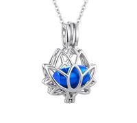 InfuMemo Lotus Urn Necklace for Ashes Pendant Cremation Jewelry with Mini Keepsake Loved One Urn Memorial Ash Jewelry For Women Men