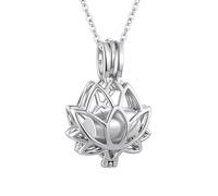 InfuMemo Lotus Urn Necklace for Ashes Pendant Cremation Jewelry with Mini Keepsake Loved One Urn Memorial Ash Jewelry For Women Men