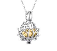 InfuMemo Lotus Urn Necklace for Ashes Pendant Cremation Jewelry with Mini Keepsake Loved One Urn Memorial Ash Jewelry For Women Men