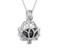 InfuMemo Lotus Urn Necklace for Ashes Pendant Cremation Jewelry with Mini Keepsake Loved One Urn Memorial Ash Jewelry For Women Men