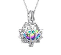 InfuMemo Lotus Urn Necklace for Ashes Pendant Cremation Jewelry with Mini Keepsake Loved One Urn Memorial Ash Jewelry For Women Men