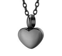 InfuMemo Mini Heart Cremation Urn Necklace for Ashes for Women Men Cremation Locket Jewelry with Keepsake Urn Memorial Ash Jewelry (Black)
