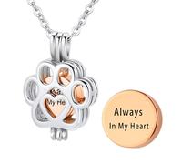 InfuMemo Pet Cremation Jewelry For Ashes For Dog/Cat Paw Urn Ashes Necklace for Women Men Mini Circle Vial Cremation Ash Pendant Loved One Memorial Jewelry