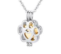 InfuMemo Pet Cremation Jewelry For Ashes For Dog/Cat Paw Urn Ashes Necklace for Women Men Mini Circle Vial Cremation Ash Pendant Loved One Memorial Jewelry