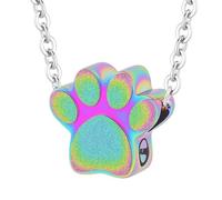 InfuMemo Pet Cremation Jewelry for Ashes Pendant Pet Urns For Dogs/Cats Ashes Pendant Paw Print Urn Necklace with Mini Keepsake Memorial Ash Jewelry