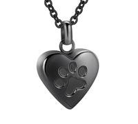 InfuMemo Pet Heart Cremation Jewelry For Ashes For Dog/Cat Paw Stainless Steel Memorial Locket Urn Necklace Paw Print Pet Heart Urn Necklace Memorial Keepsake Jewelry Ashes