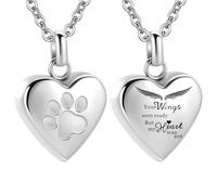 InfuMemo Pet Heart Cremation Jewelry For Ashes For Dog/Cat Paw Stainless Steel Memorial Locket Urn Necklace Paw Print Pet Heart Urn Necklace Memorial Keepsake Jewelry Ashes