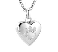 InfuMemo Pet Heart Cremation Jewelry For Ashes For Dog/Cat Paw Stainless Steel Memorial Locket Urn Necklace Paw Print Pet Heart Urn Necklace Memorial Keepsake Jewelry Ashes