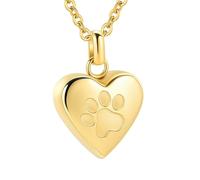 InfuMemo Pet Heart Cremation Jewelry For Ashes For Dog/Cat Paw Stainless Steel Memorial Locket Urn Necklace Paw Print Pet Heart Urn Necklace Memorial Keepsake Jewelry Ashes