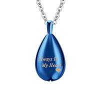 InfuMemo Teardrop Cremation Jewelry for Ashes Pendant Keepsake Urn Necklace for Ashes for Women Men with Mini Keepsake Urn Memorial Ashes Jewelry - Always In My Heart