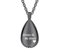 InfuMemo Teardrop Cremation Jewelry for Ashes Pendant Keepsake Urn Necklace for Ashes for Women Men with Mini Keepsake Urn Memorial Ashes Jewelry - Always In My Heart