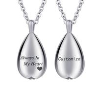 InfuMemo Teardrop Cremation Jewelry for Ashes Pendant Keepsake Urn Necklace for Ashes for Women Men with Mini Keepsake Urn Memorial Ashes Jewelry - Always In My Heart