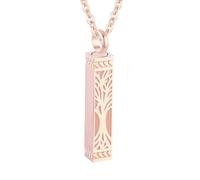 InfuMemo Tree of Life Urn Necklace Stainless Steel Cremation Jewelry for Ashes Memorial Pendant Locket Vertical Bar Keepsake Necklace Jewelry for Women Men - With Me Always