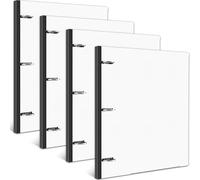 INFUN 1 Inch Telescoping 3 Ring Binder- 4 PCS-White, Portable Plastic Binder with Telescoping Spine, 3 Ring Binders with Foldable Front Cover Holds 8.5" x 11" Paper for School,Office and Homes