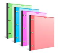 INFUN 1 Inch Telescoping 3 Ring Binder - 4PCS, Flexible Round Binder with Customizable Front Cover and Clear Catalog Pocket, 1Inch Rings, 225 Sheet Capacity