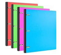 INFUN 3 Ring Binder, 1 Inch Telescoping, Portable Plastic, Holds 8.5-x-11-inch Papers, Red+Pink+Green+Blue, 1.8 pounds, 1 Piece